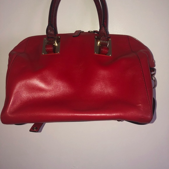 Rare Red Henri Bendel Whitney Convertible Satchel - Picture 3 of 5
